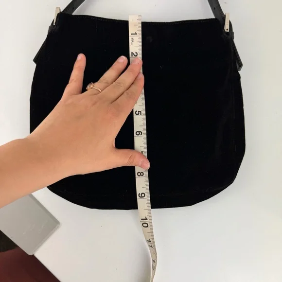 Fendi Vintage Mixed Metal Velvet Shoulder Bag Black Gold Silver - Picture 6 of 14